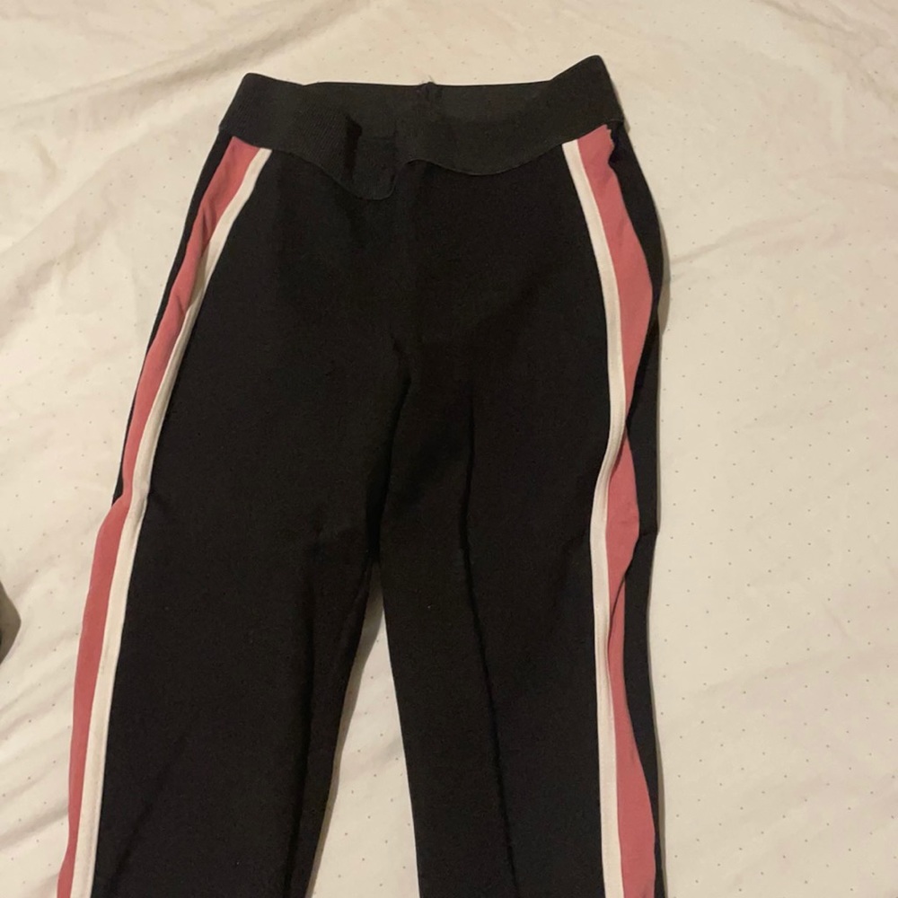 Pink black and white tights